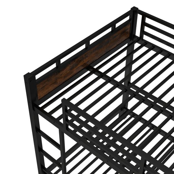 English Elm Full Xl Metal Bunk Bed - Versatile Loft & Platform Configuration With Vintage Wood Accents & Safety W1580S00228
