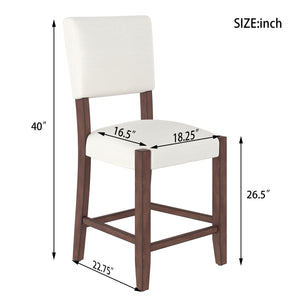 English Elm Mid Mid Century Modern Bar Stools Set of 2 — Ergonomic Linen Upholstered Counter Stools with Solid Rubberwood Legs, Plush Foam Seating for Kitchen Island Dining (Beige) N752P342929A