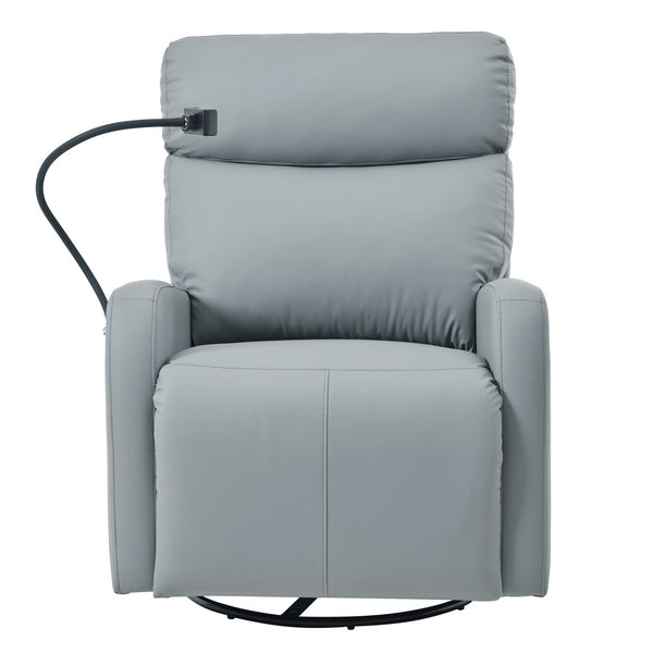 English Elm Swivel 360° Rocker Recliner Chair with Glider, 95-160° Manual Recline, 30° Rocking, Nursery Seat (Blue-Gray) W1028P251470