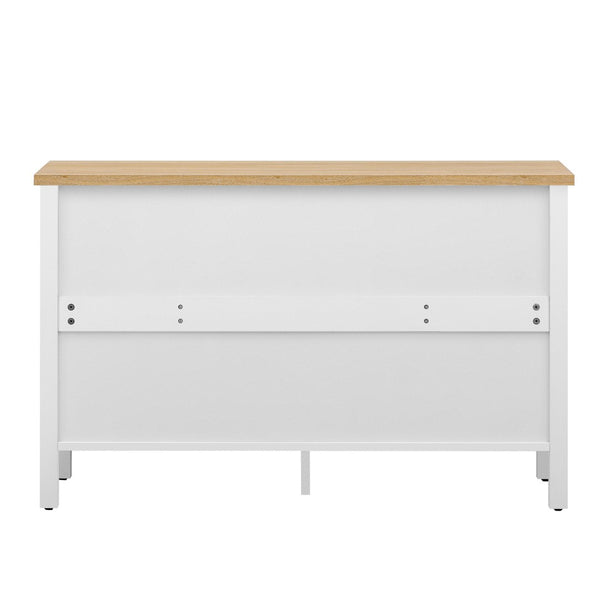 English Elm Vibe 47.2'' Retro Tv Stand For 43" Tvs - Stylish Media Console With Glass Doors & Secure Storage Solution N724P233371K-GIGA