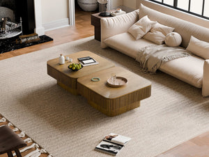 English Elm 31.5'' Square Wood Veneer Flip Top Storage Coffee Table with Slat Detail for Living Rooms Brown W1435P375248