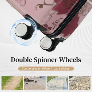 English Elm 6 Piece Hardshell Abs Travel Set with Spinner Wheels Combination Lock and Toiletry Bag Purple Pink Flower N732P391160E