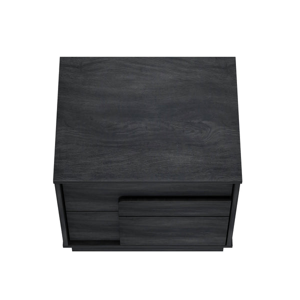 English Elm Horizon 22" Nightstand with Push-to-Open Drawers, Whitewashed Wood Grain, Sleek Handle-Free Design Charcoal grey B365P398189