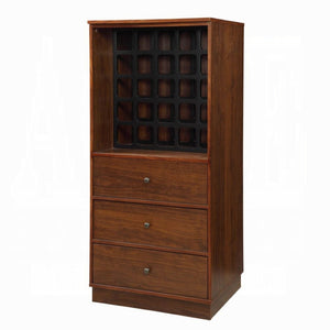 English Elm Walnut Finish Wine Cabinet with 25 Bottle Rack and Three Drawers for Dining Room B062P209332