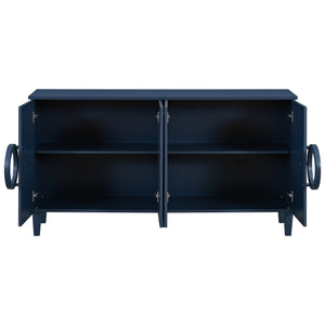 English Elm U_STYLE Elegant Four-Door Sideboard with Adjustable Shelves, 200lb Capacity, French-Inspired Design Navy Blue N711P231529V