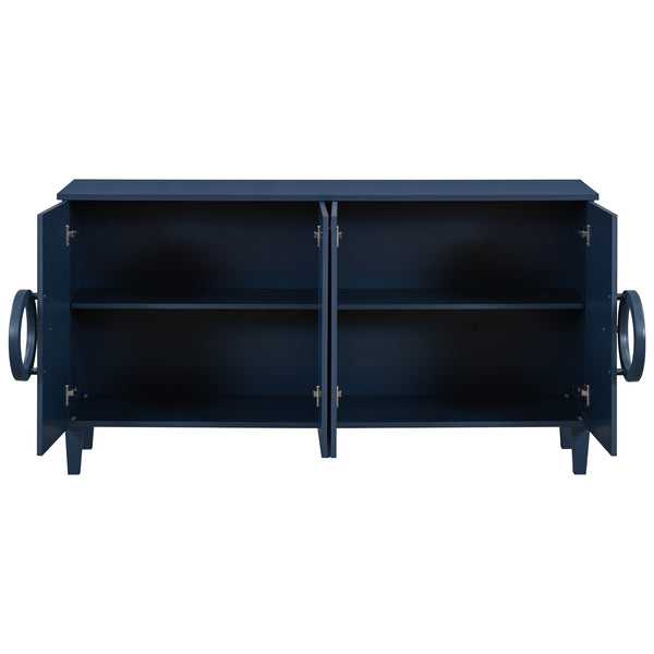 English Elm U_STYLE Elegant Four-Door Sideboard with Adjustable Shelves, 200lb Capacity, French-Inspired Design Navy Blue N711P231529V