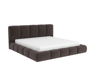 Sunpan Olena King Bed - Luxuriously Plush Meg Ash Upholstered Design with No Box Spring Needed, 99"W x 102.5"D