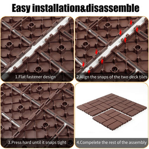 English Elm Plastic Snap Together Polypropylene Deck Tiles Waterproof Outdoor Patio Pool Flooring 44 Pack W3022P251845