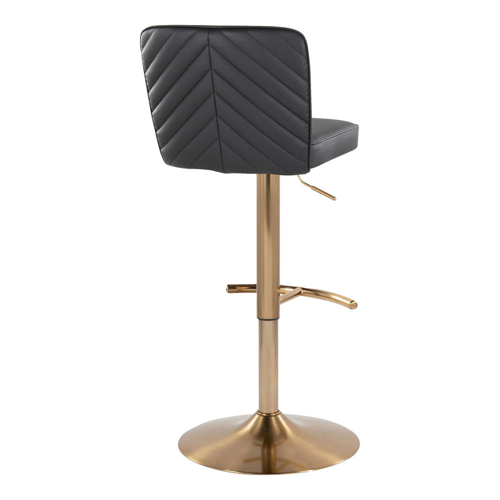 English Elm Henry Adjustable Barstool Set Of 2 - Modern Gold Metal & Black Faux Leather With Swivel Comfort B202S00939