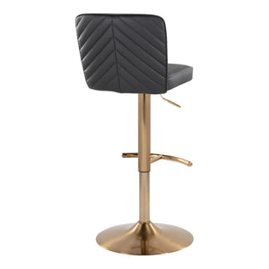 English Elm Henry Adjustable Barstool Set Of 2 - Modern Gold Metal & Black Faux Leather With Swivel Comfort B202S00939