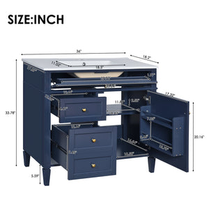 English Elm 36'' Modern Bathroom Vanity With Ceramic Top, 2 Drawers & Tip-Out Storage For Stylish Organization N710P230246C