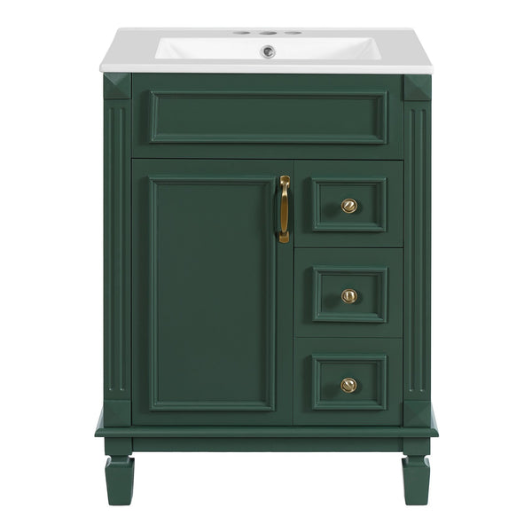 English Elm 24" Stylish Bathroom Vanity With Ceramic Sink & Soft-Close Drawers, Perfect For Small Spaces! N710P318989F