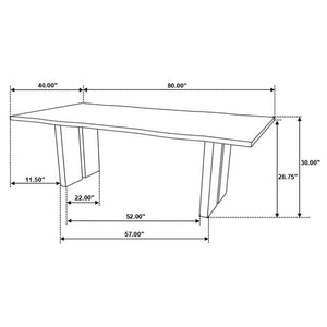 English Elm Montesano Natural Acacia Rectangular Dining Table with Black Panel Base, Sleek Woodgrain Contrast Finish B062P358313