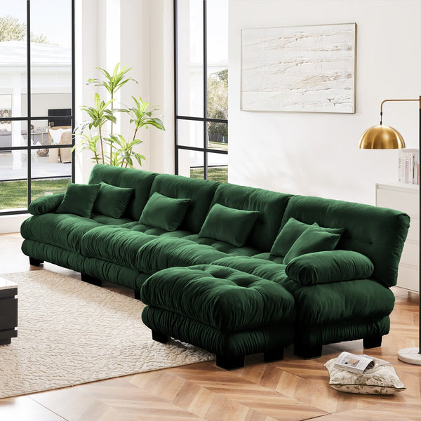 English Elm Free Modular Sectional Sofa - L-Shaped Chenille Couch For Living Room, 4-Seater Comfort & Style! W714S01181