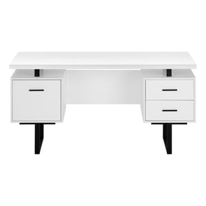 English Elm Computer Desk - Contemporary Home Office Setup With Storage Drawers, Reversible Design, 60" White & Black B2710P219863