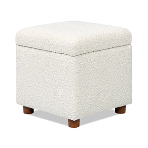 English Elm Jennifer Taylor Home - Ivory 18" Boucle Storage Cube Ottoman with Hinged Lid, Plush Sherpa Texture, Durable Kiln-Dried Frame B2719P238156