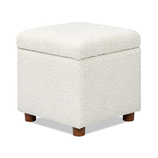 English Elm Jennifer Taylor Home - Ivory 18" Boucle Storage Cube Ottoman with Hinged Lid, Plush Sherpa Texture, Durable Kiln-Dried Frame B2719P238156