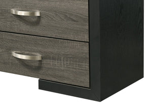 English Elm 1pc Mid-Century TV Stand 71.1" Wide Light Finish with Sliding Doors, Tapered Legs & Gold Handles Black,Gray 18.2 L x 73.1 W x 22 H B2741P406249
