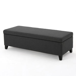 Hearth and Haven Xenon Fabric Upholstered Storage Bench with Birch Wood Legs, Dark Grey 73766.00FDGRY