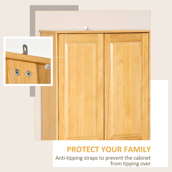English Elm Homcom 67" Pinewood Pantry Cabinet With Adjustable Shelves & Soft-Close Doors For Kitchen Storage W2225P229422
