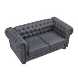 English Elm Classic Chesterfield Sofa Loveseat For Living Room Grey Faux Leather