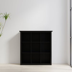 English Elm Artisan 9 Cube Bookcase & Storage Unit - Handcrafted Black Shelving For Stylish Organization & Display B136P238626