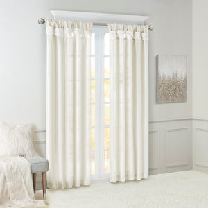 English Elm Twist Faux Silk Lined Window Curtain Panel 50x108" with Twist Tab Top, Luxurious Sheen & Privacy White 2.95 L x 10.04 W x 9.06 H B03598089