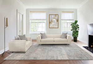 Pasargad Home Bergamo 3-seater Sofa In Ivory With Pillows - Mid-century Modern Elegance & Comfort Ivory Polyester Pzw-20044-3