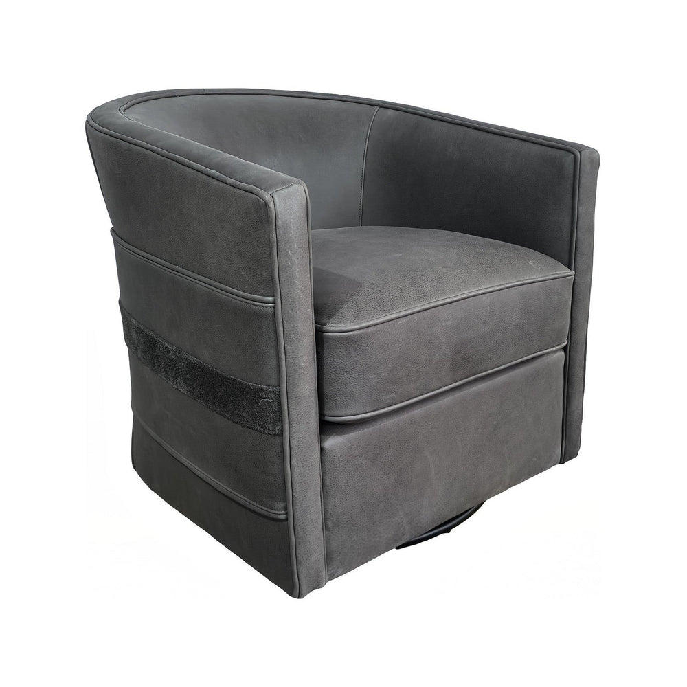 Olivia + Quinn Everlea Swivel Chair – Luxurious Top Grain Leather With Elegant Detail For Stylish Comfort And Convenience Notting Hill Smoke Leather,Foam,Wood 2137_Nth9301