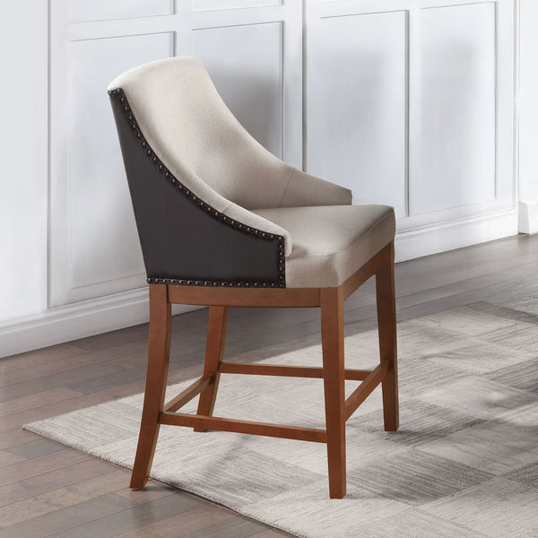 English Elm Traditional Button-Tufted Side Chair Set of 2 — Linen Upholstery, Padded Comfort, Rustic Tapered Legs Brown 25.5 L x 31 W x 24 H B2741P345932