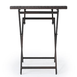 English Elm Christopher Knight Home® - Rattan Folding Outdoor Bar Table Brown Multi – UV & Weather Resistant Wicker, Powder-Coated Iron Frame, 39" High 59959.00MBN