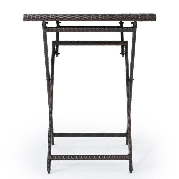 English Elm Christopher Knight Home® - Rattan Folding Outdoor Bar Table Brown Multi – UV & Weather Resistant Wicker, Powder-Coated Iron Frame, 39" High 59959.00MBN