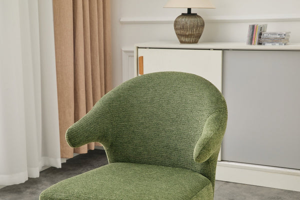 English Elm Modern Chenille Linen Accent Chair Sculptural Hollow Back Swivel Seat for Dining Vanity Green W3493P456222