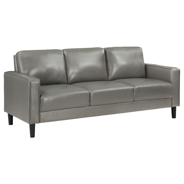 English Elm Farallone Grey 2-Piece Sofa Set - Modern Faux Leather Comfort With Stylish Track Arms For Any Space B062S01271