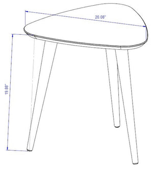 English Elm Utopia 20" Triangle End Table White — Lacquered Triangular Top, Solid Wood Splayed Legs, Sleek Accent B365P398490