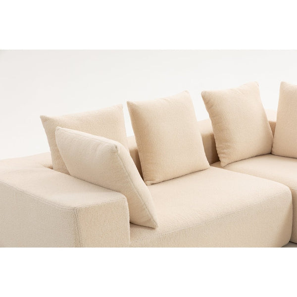 English Elm Full Foam Modular L-shaped Sectional Sofa Flannelette Upholstered with Five Throw Pillows W3326S00022