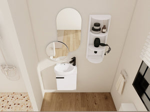 English Elm Soft Close Wall Mounted Bathroom Vanity with Ceramic Vessel Sink and Storage Rack W999S00487