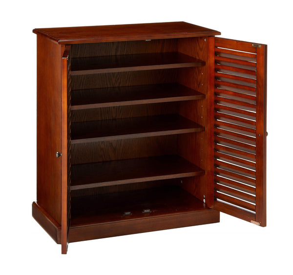 English Elm Modern Shoe Cabinet with Louver Doors and Adjustable Shelves — Compact 30"W x15"D x34.5"H Organizer and Entryway Storage Solution Oak 36 L x 33 W x 7 H B011P191540