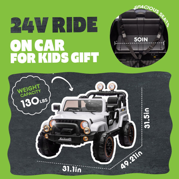 English Elm 24v Kids Electric Ride on Car with Parental Remote Rear Suspension and Bluetooth Audio White W1578P228746