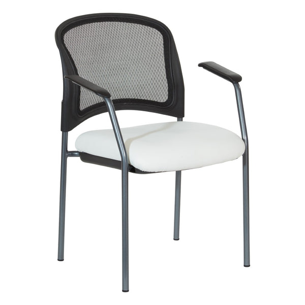 OSP Home Furnishings Progrid Mesh Back Stackable Chair with Titanium Frame for Conference Rooms Snow 86710R-R101
