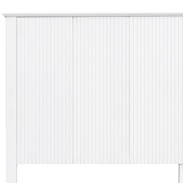 English Elm Stylish Queen Bed Frame Vertical Slat Headboard Solid Wood Contemporary Bedroom White N770PQ369236K