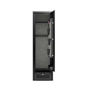 English Elm 8 Gun Capacity Rifle Safe with Digital Lock, Removable Shelf, LED Light, Drawer & Scoped Rack - Black W396P272391