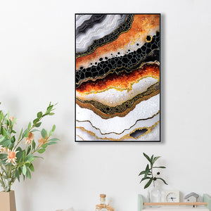 English Elm Luxury Crystal and Pearl Hand-Painted Oil Painting Canvas Mural for Hallway Entrance Modern Decor Black+Orange W3374P322235