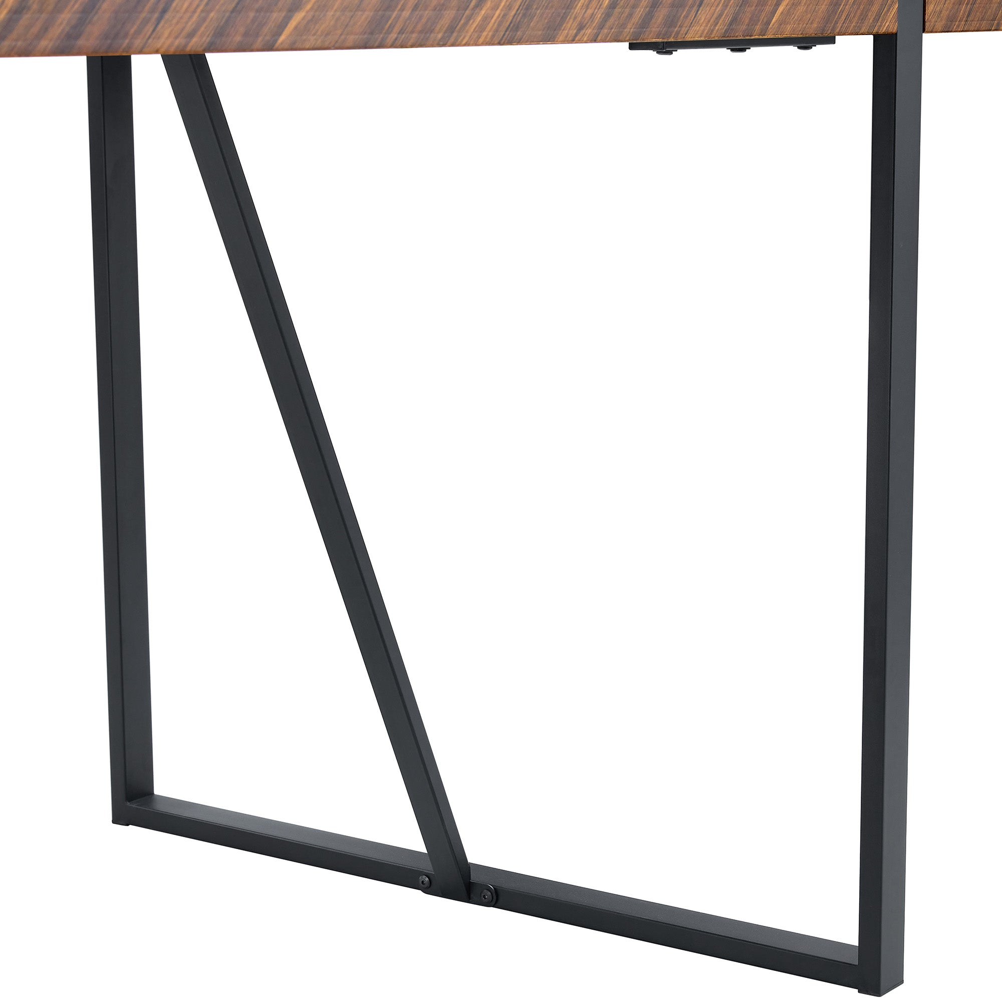 A Minimalist Retro Dining Table With Fishbone Mdf Tabletop, Dark Wood