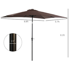 English Elm Outsunny 9' X 7' Solar Led Patio Umbrella With Tilt & Crank For Ultimate Outdoor Comfort & Style W2225P217591-GIGA