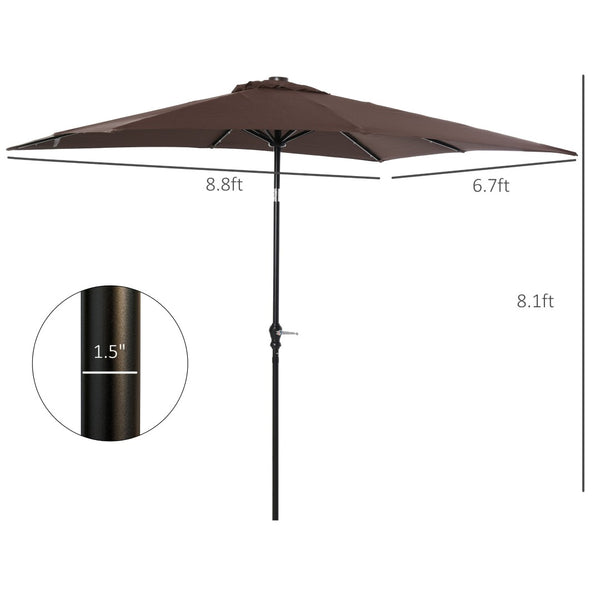 English Elm Outsunny 9' X 7' Solar Led Patio Umbrella With Tilt & Crank For Ultimate Outdoor Comfort & Style W2225P217591-GIGA