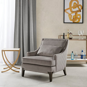 JLA Home Martha Stewart - Arm Anna Accent Chair by Martha Stewart Perry Street — Urban-modern upholstered seat, lumbar pillow, solid wood legs MT100-0053