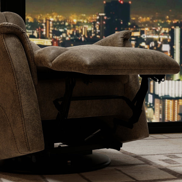 English Elm Global Home Swivel Glider Recliner With Adjustable Headrest & Footrest In Stylish Texas Slate Fabric B339P323113