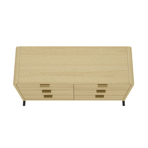 English Elm Grace 60" Dresser Natural Oak — 6-Drawer Modern Solid Wood Look, Metal Glam Handles, TV-Ready B365S00063