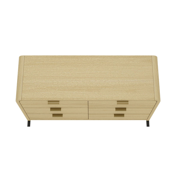 English Elm Grace 60" Dresser Natural Oak — 6-Drawer Modern Solid Wood Look, Metal Glam Handles, TV-Ready B365S00063